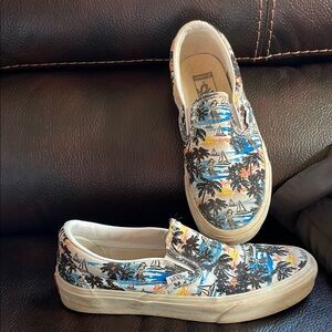 Vans Blue and Black Sneakers Slip-On Style